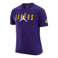 Air Jordan Los Angeles Lakers Alphabet Printing Round Neck Short Sleeve Purple DA6513-547