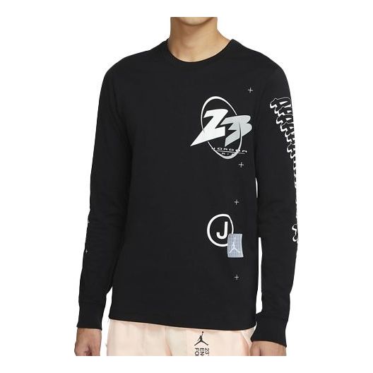 Air Jordan 23 Air logo Printing Athleisure Casual Sports Long Sleeves 'Black' CT3662-010