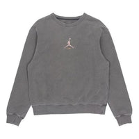 Men's Air Jordan As J Flt Hrtg Flc Crew Embroidered Logo Sports Knit Pullover Round Neck Autumn Dark Grey DO2308-010