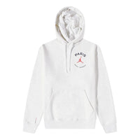 Men's Air Jordan x Paris Saint-Germain Crossover Logo Numeric Printing Hooded Long Sleeves White DJ0395-051