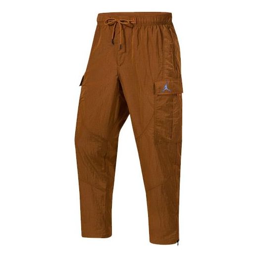 Men's Air Jordan Solid Color Splicing Woven Long Pants/Trousers Brown DH3291-245