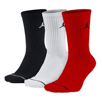 Air Jordan Solid Color Embroidered Athletic Socks Unisex 3 Pairs Black + Red + White SX5545-011