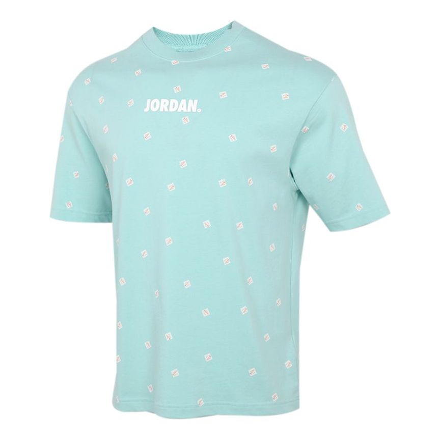 Men's Air Jordan Logo Sports Round Neck Short Sleeve Light Blue T-Shirt CZ5186-382