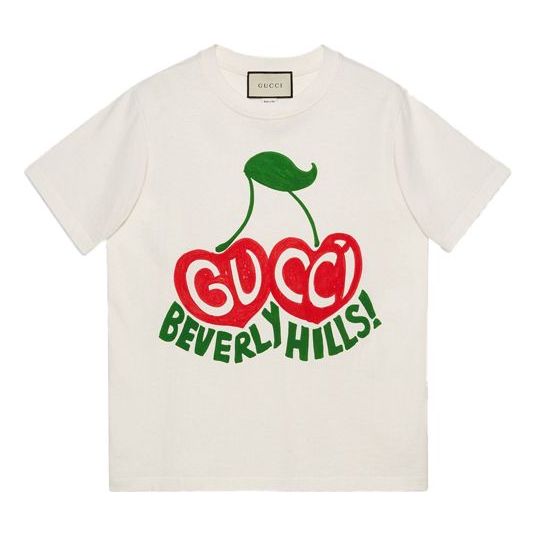 (WMNS) Gucci Beverly Hills Cherry T-Shirt 'Off White' 580762-XJCRJ-9095