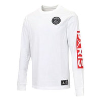 Air Jordan Paris Saint-Germain Chest Logo Printing Long Sleeves White BQ8383-101