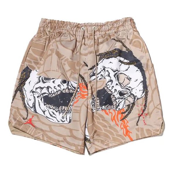 Air Jordan x Travis Scott Crossover Skeleton Printing Casual Shorts Asia Sizing 'Khaki' CZ0167-247