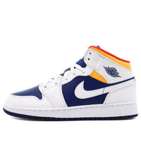 (GS) Air Jordan 1 Mid 'White Deep Royal Blue' 554725-131