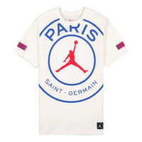 Air Jordan Paris Saint-Germain Logo Tee Printing Short Sleeve US Edition White BQ8384-100