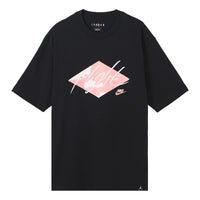 Men's Air Jordan Solid Color Cotton Alphabet Printing Short Sleeve Black T-Shirt DO8897-010