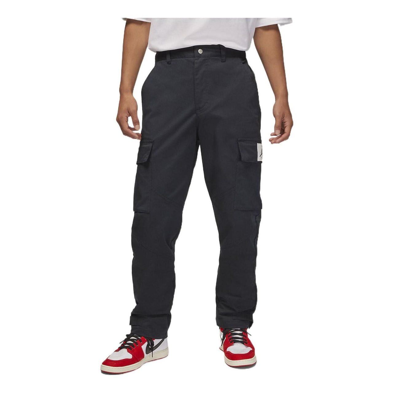 Air Jordan Button Closure Design Casual Pants Men's Black DQ7343-010