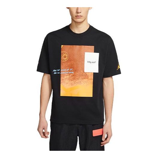 Air Jordan Why Not? Casual Sports Printing Pattern Short Sleeve Black DC3248-010