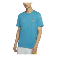 Men's Air Jordan Printing Short Sleeve Casual Embroidered Short Sleeve Blue T-Shirt DH3613-474