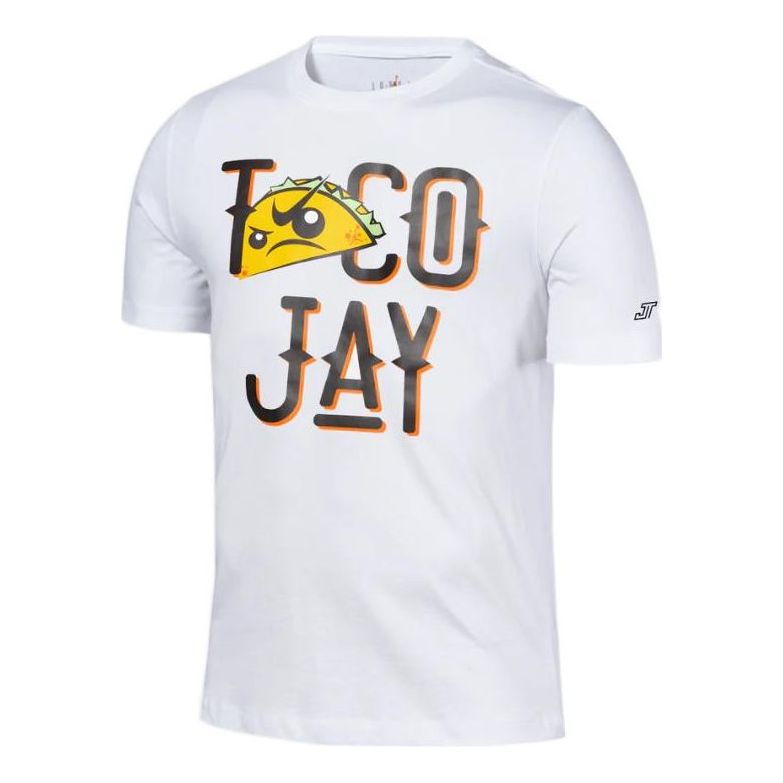 Air Jordan x Tatum TACO JAY Crossover Alphabet Round Neck Casual Short Sleeve White DV5538-100