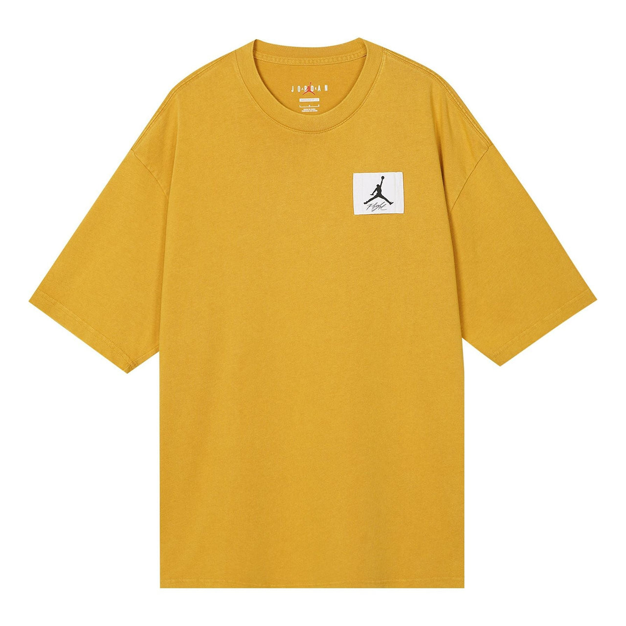 Men's Air Jordan FW22 Logo Label Loose Round Neck Short Sleeve Yellow T-Shirt DZ0605-712