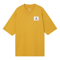 Men's Air Jordan FW22 Logo Label Loose Round Neck Short Sleeve Yellow T-Shirt DZ0605-712