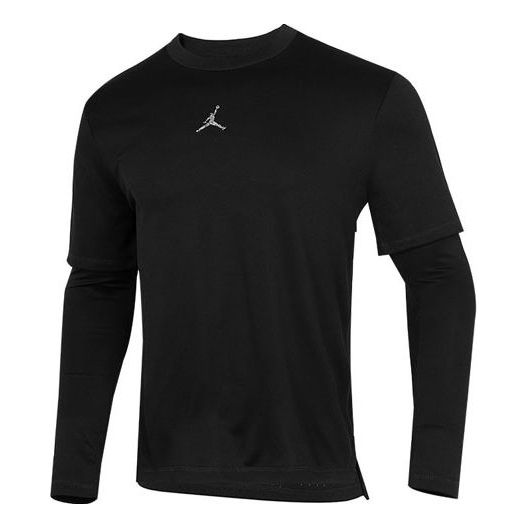 Men's Air Jordan Casual Sports Round Neck Colorblock Long Sleeves Black T-Shirt DH9084-010