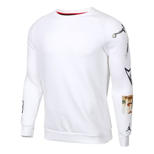 Air Jordan Athleisure Casual Sports Printing Round Neck Long Sleeves White CD5872-100